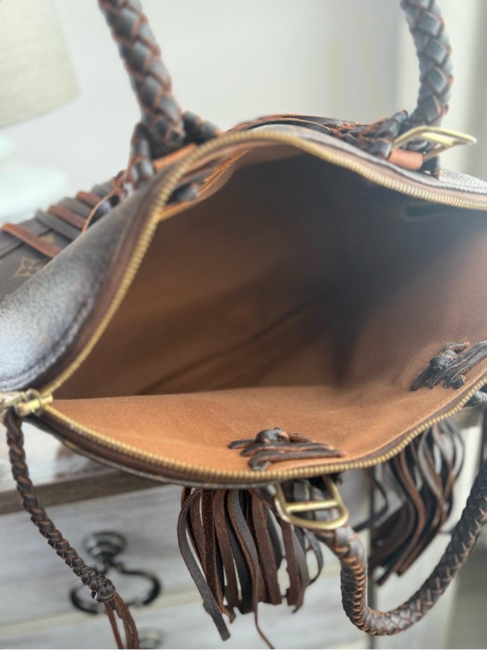 Louis Vuitton Monogram Braided Fringe Shoulder Bag in Dark Brown - Picture 6 of 12